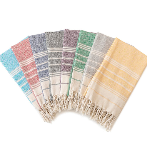 serviette de plage turque coton motif losanges jacquard