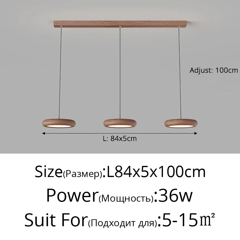 suspension moderne en bois à trois têtes minimaliste