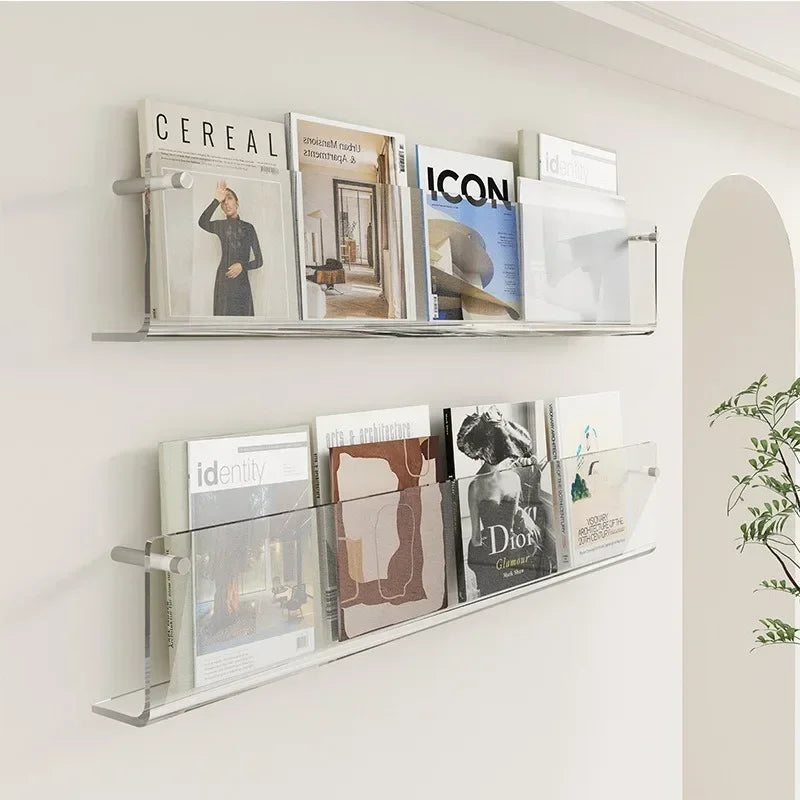 etagère murale acrylique pour livres et magazines organisateur décoratif