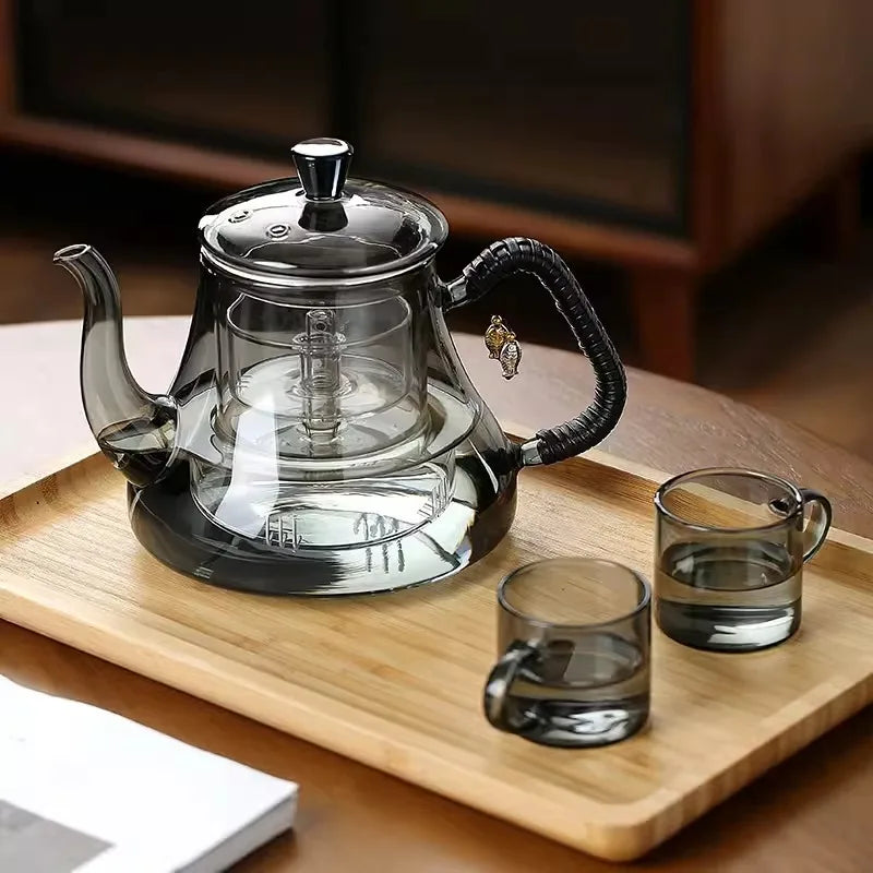 Théière en verre borosilicate 1.2l infuseur double compartiment - vue 5 sur 7