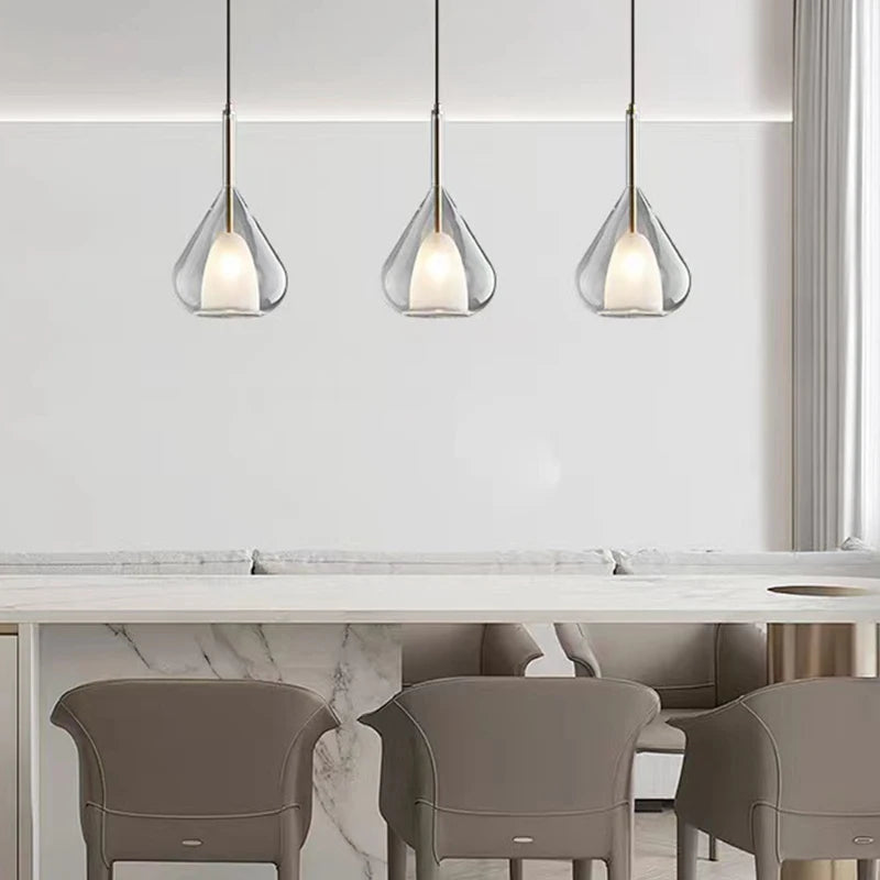 Suspension en verre lustre Led moderne lampe pendante de luxe cuisine salon chambre à côté de la lampe lustre en cristal - vue 4 sur 7