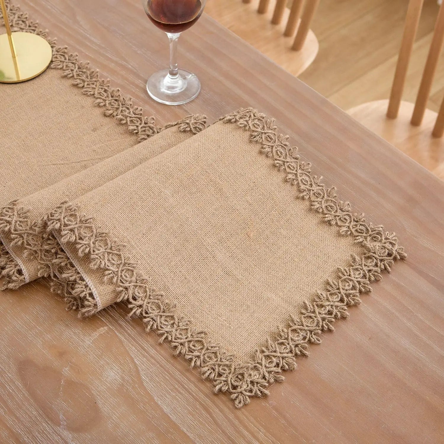 Chemin de table style champetre dentelle rustique mariage