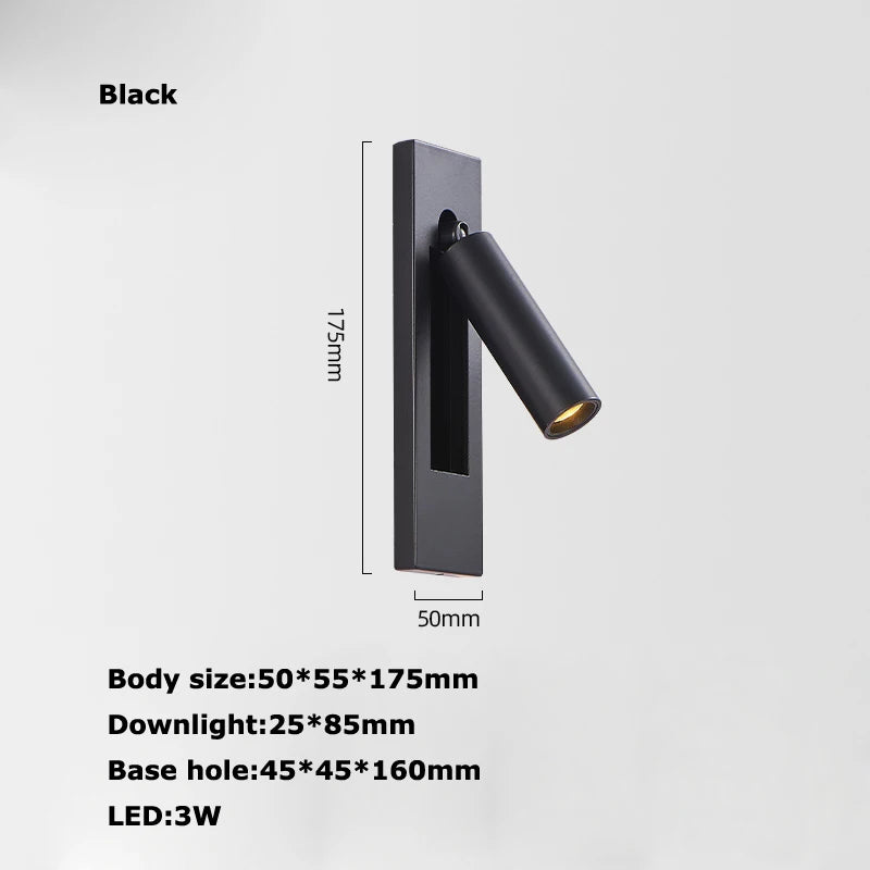 applique murale led rotative avec interrupteur pour lecture