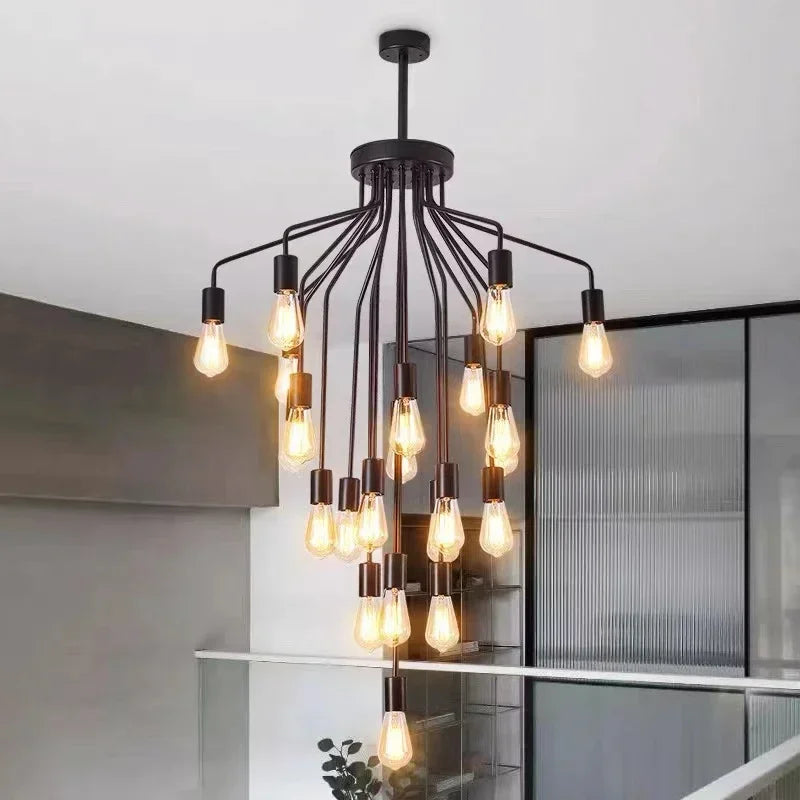 lustre rétro en fer avec led pour décoration intérieure