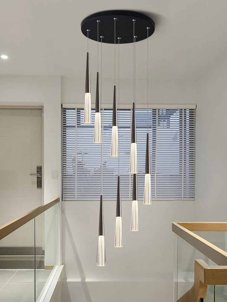 lustre long moderne en acier inoxydable pour duplex et centre commercial