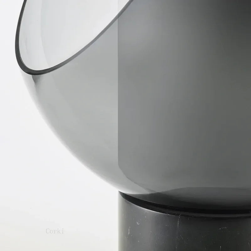lampe de bureau en marbre design abat jour en verre moderne - vue 6 sur 8