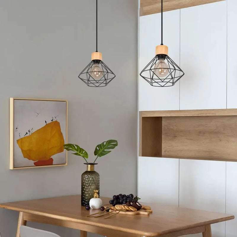 lustre vintage industriel en métal cage loft luminaire