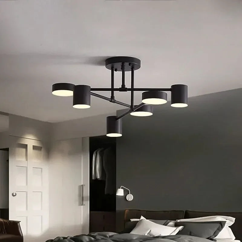 lustre led moderne semi-noir blanc or intérieur salon manger chambre - vue 5 sur 16