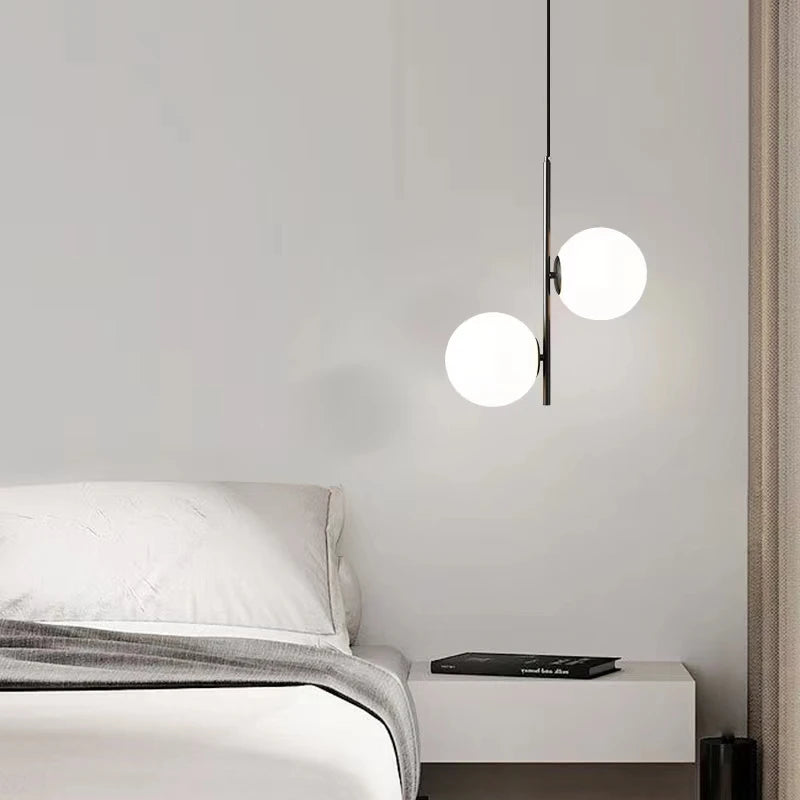 suspension moderne en verre et laiton noir design lumineux - vue 5 sur 10