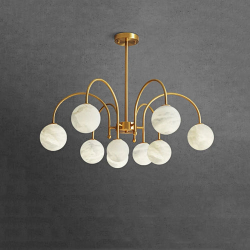 suspension LED circulaire à neuf têtes en marbre design nordique moderne