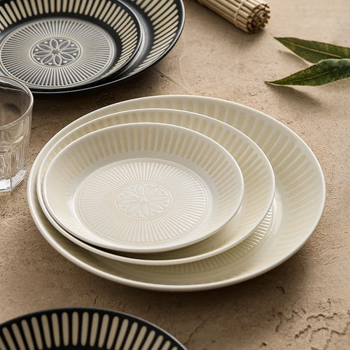 Assiette ceramique relief style japonais retro premium
