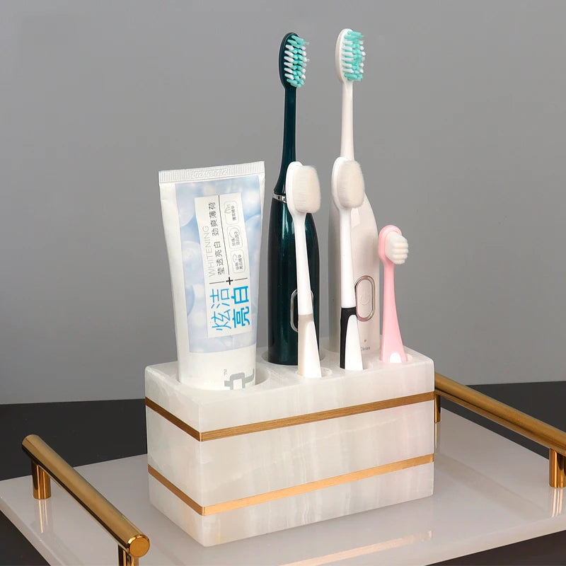 ensemble daccessoires en marbre naturel pour salle de bain - vue 4 sur 22