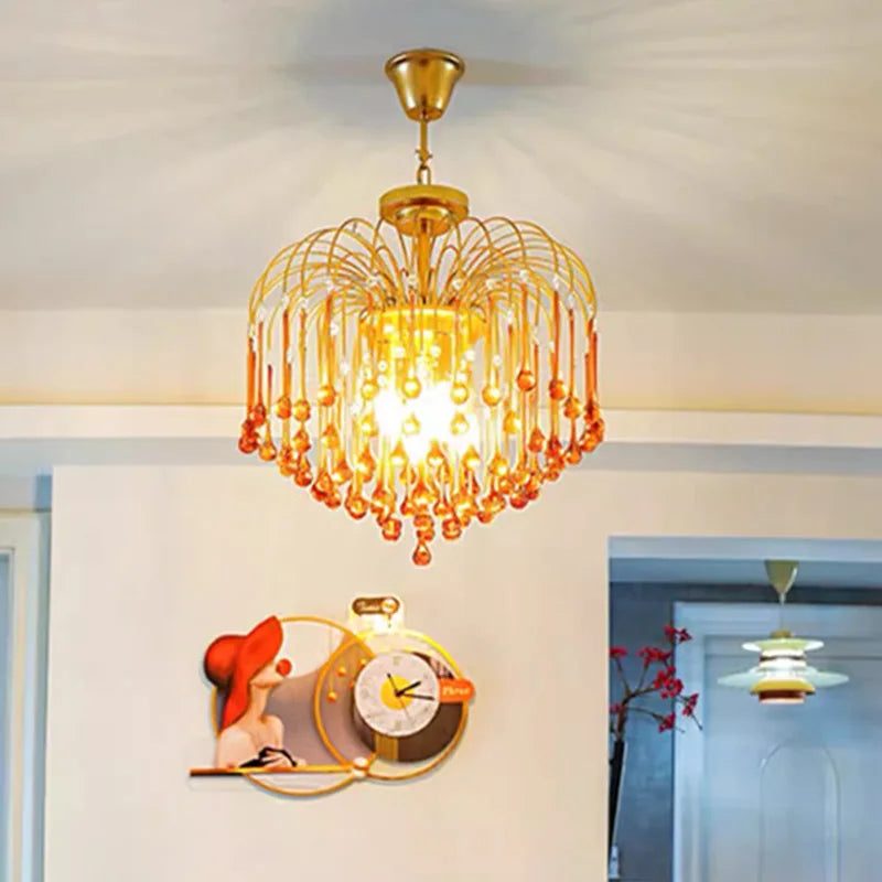 lustre suspendu rétro en verre marron élégant et moderne - vue 2 sur 9