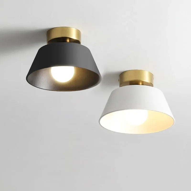 plafonnier led rétro en fer avec abat-jour rond - vue 2 sur 8