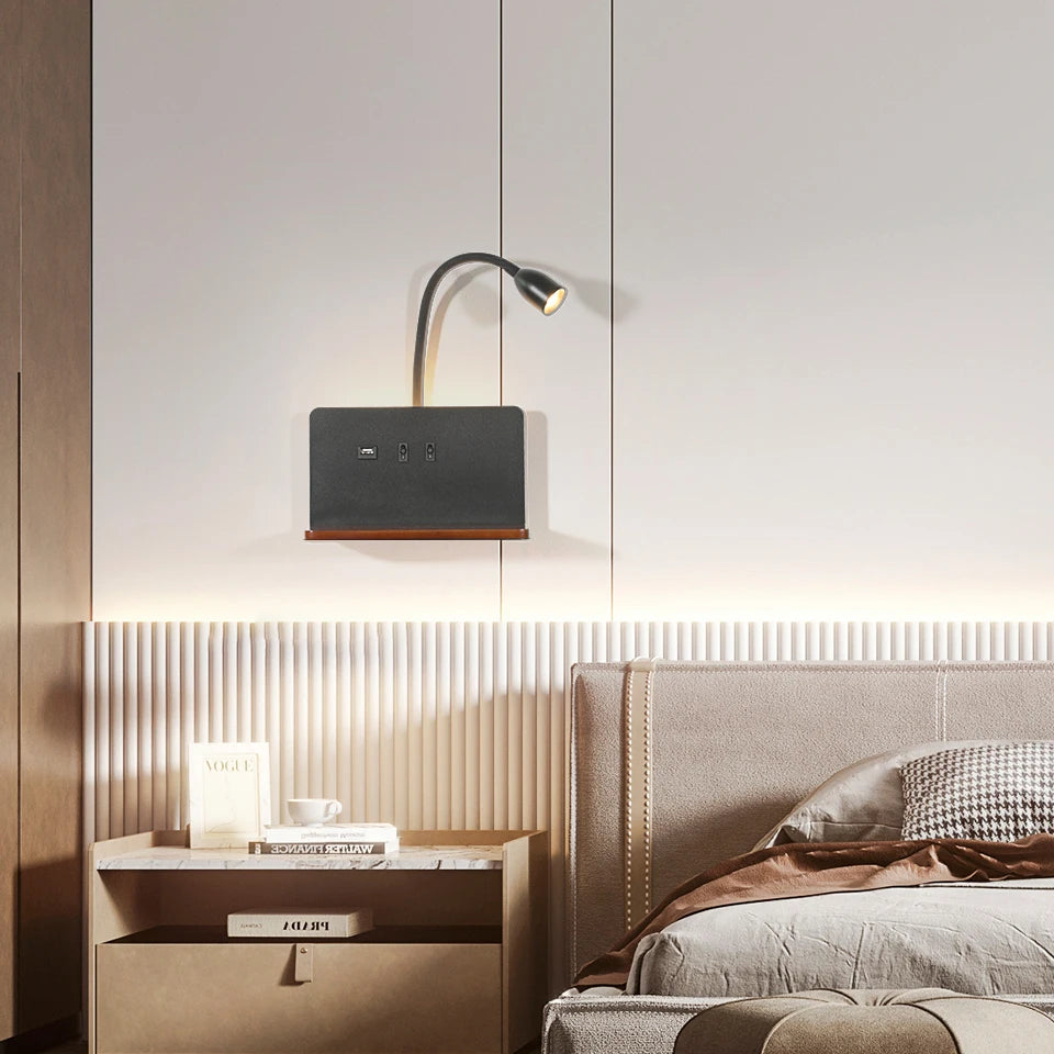 Applique murale LED d'intérieur avec Interface USB et chargement sans fil - vue 6 sur 8