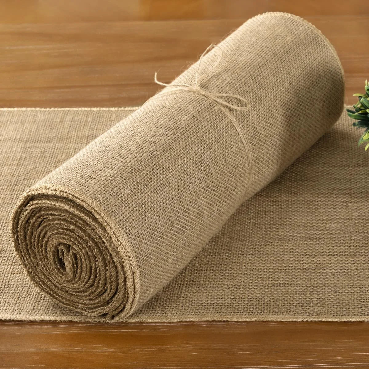 Chemin de table jute naturel style ferme rustique - vue 2 sur 6