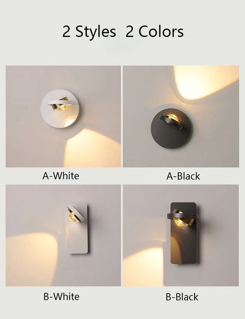 applique murale scandinave minimaliste rotative avec lumières led