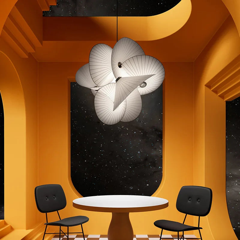 lustre design nordique avec abat-jour en tissu pour décoration maison - vue 2 sur 7