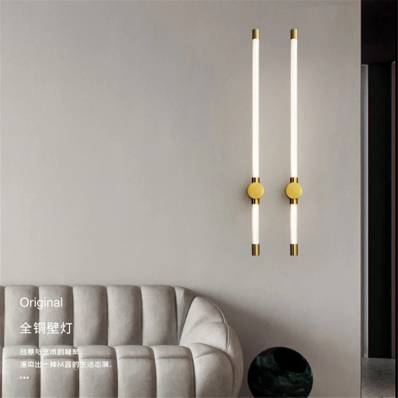 applique murale led minimaliste en cuivre et acrylique pour décoration nordique