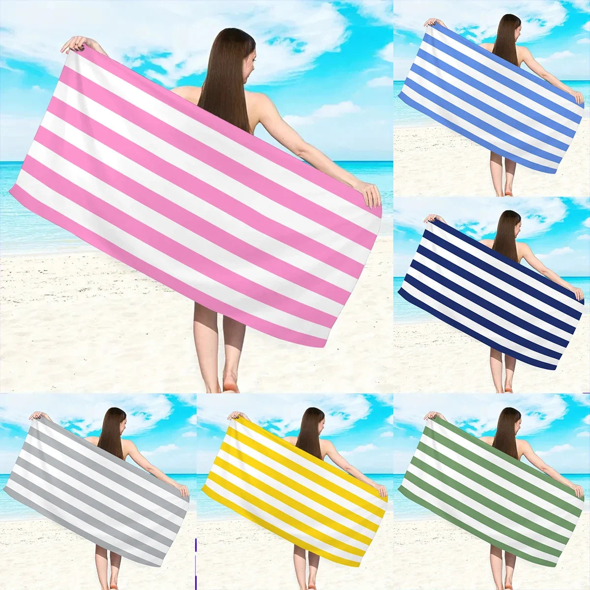 serviette de plage rayures minimalistes microfibre sechage rapide
