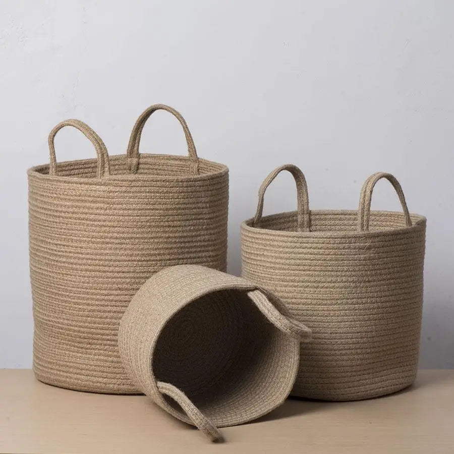 panier en osier tissé à la main pour rangement pliable et jouets - vue 4 sur 8