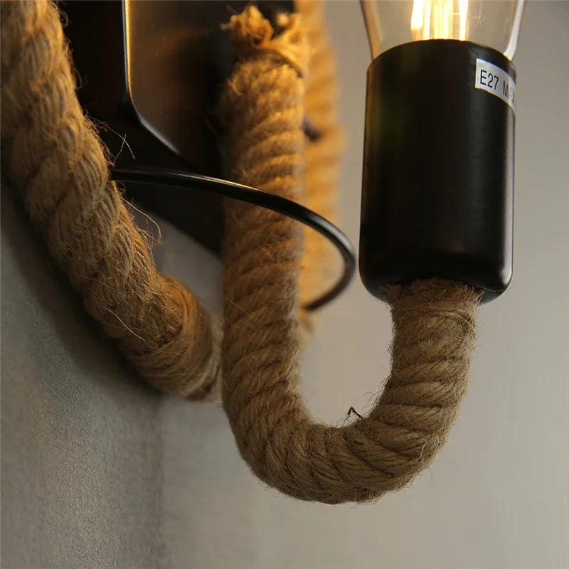 applique murale rétro en corde de chanvre pour intérieur - vue 5 sur 10