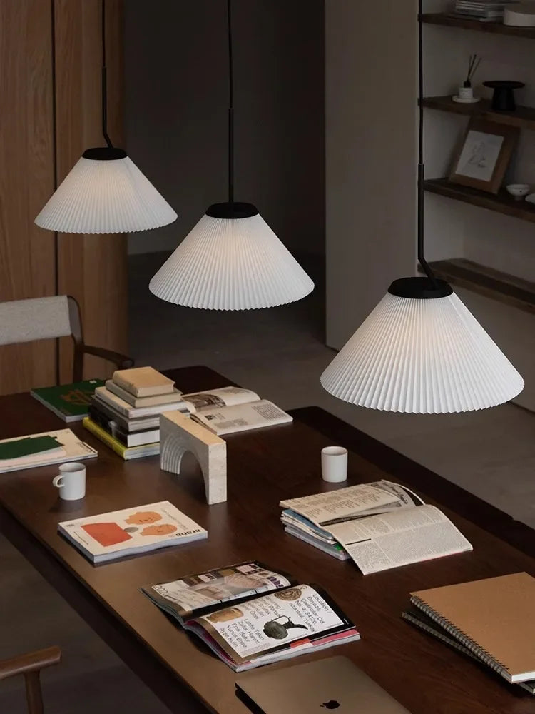Nordique Plissé Crème PENDENTIF LED Lumière Pour Salon Cuisine Restaurant Lustre Loft Suspension Lustre Décoration de La Maison - vue 4 sur 7