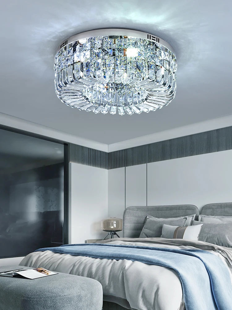 plafonnier led classique en cristal chromé pour intérieur moderne - vue 6 sur 11
