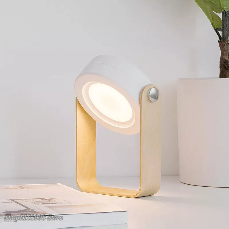 Nouvelle poignée en bois créative pliable veilleuses lampe de lecture lampe lanterne Portable télescopique pliante Led lampe de Table USB charge - vue 2 sur 9
