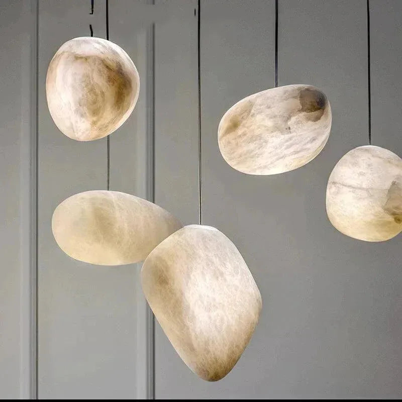 Suspension led en gypse flocon de neige avec texture marbre