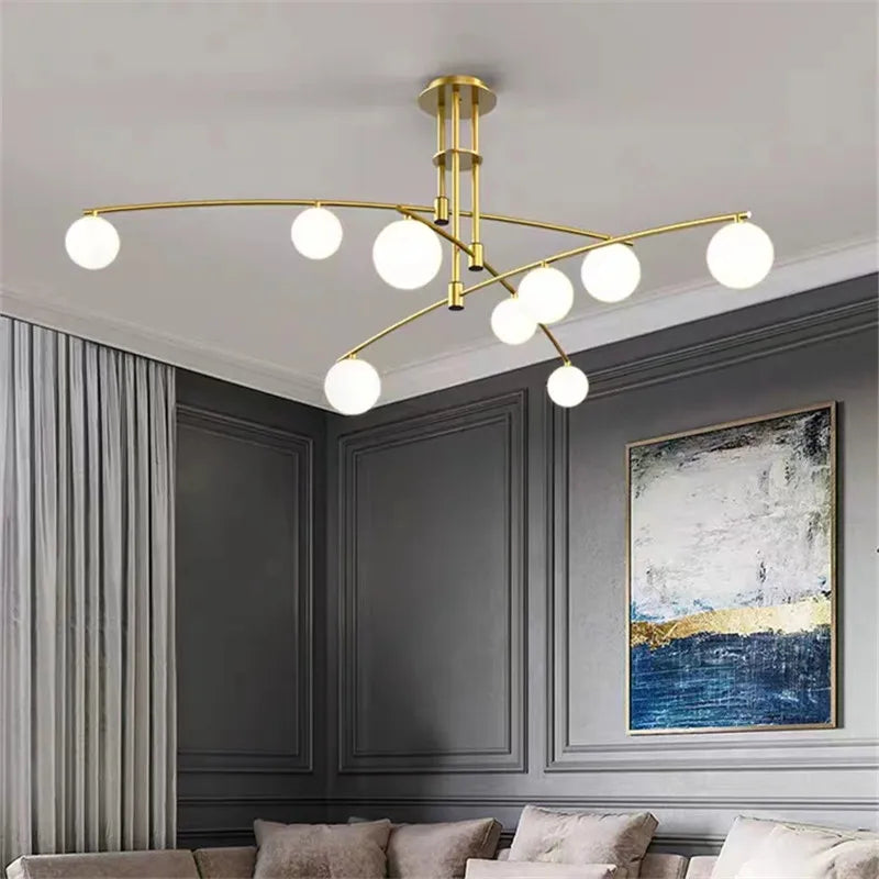 lustre minimaliste en verre style nordique pour décoration intérieure