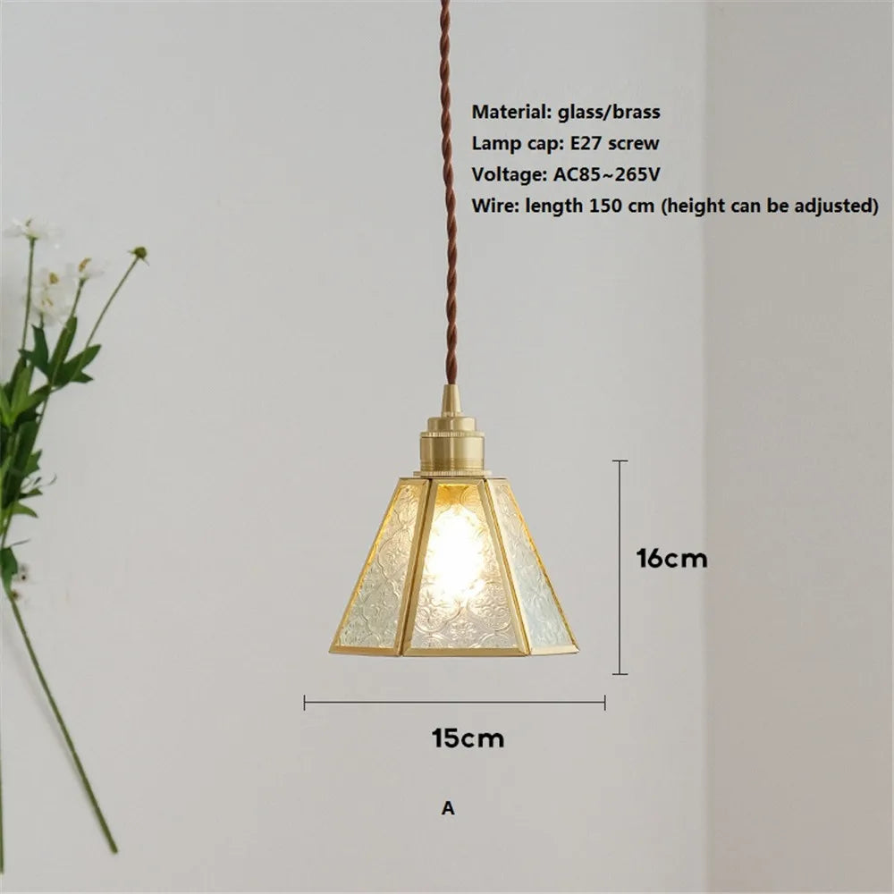 suspension vintage nordique en cuivre et verre luminaire décoratif