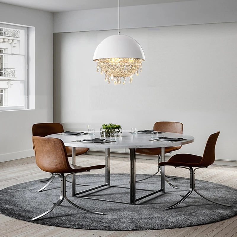 suspension créative en cristal hémisphère noir et blanc - vue 3 sur 18