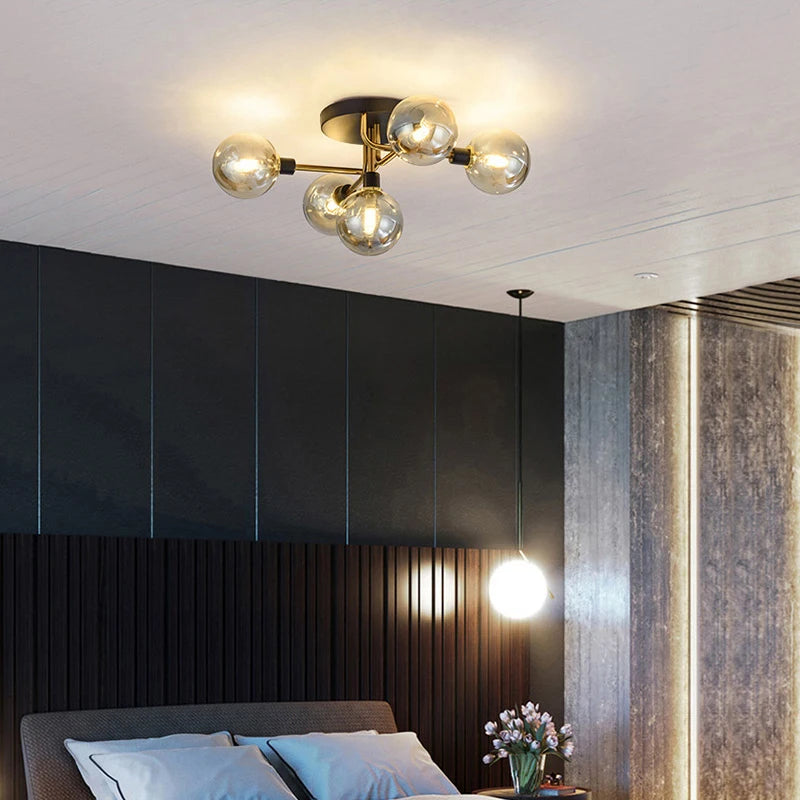 lustre led verre moderne salon maison décor plafonnier