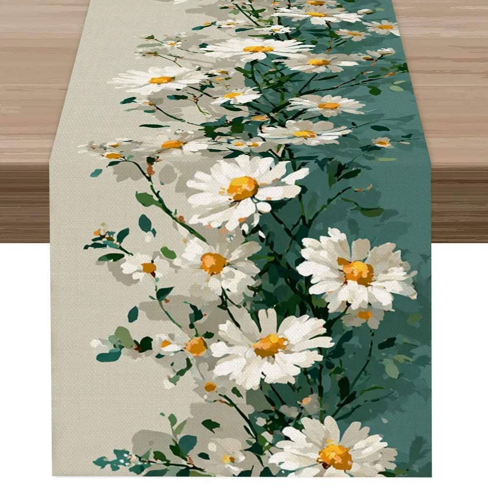 Chemin de table floral aquarelle papillons style printanier