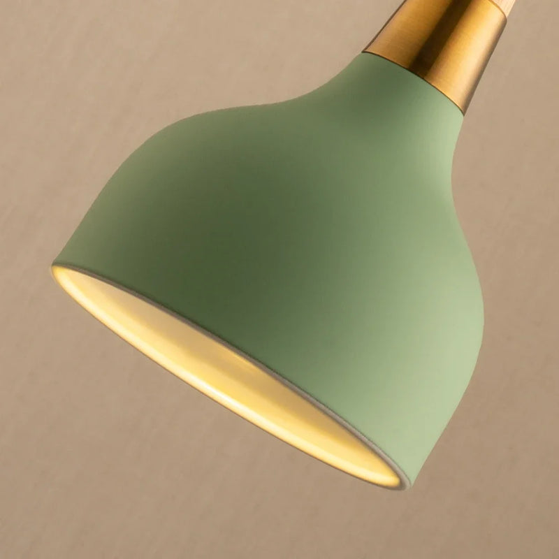 suspension led nordique en fil de fer forme macaron en bois