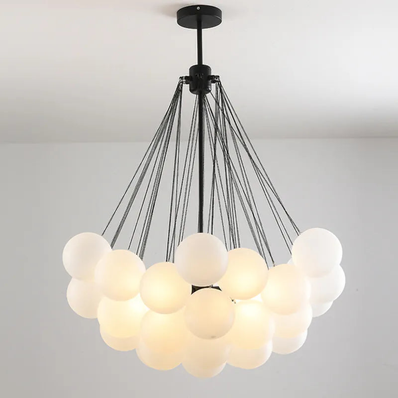Lustre verre bulles 19/37 or noir suspendu moderne salon déco - vue 4 sur 10