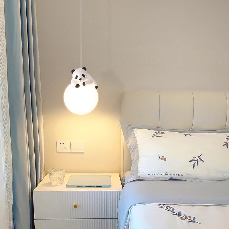 lustre suspendu en résine panda pour chambre d'enfants