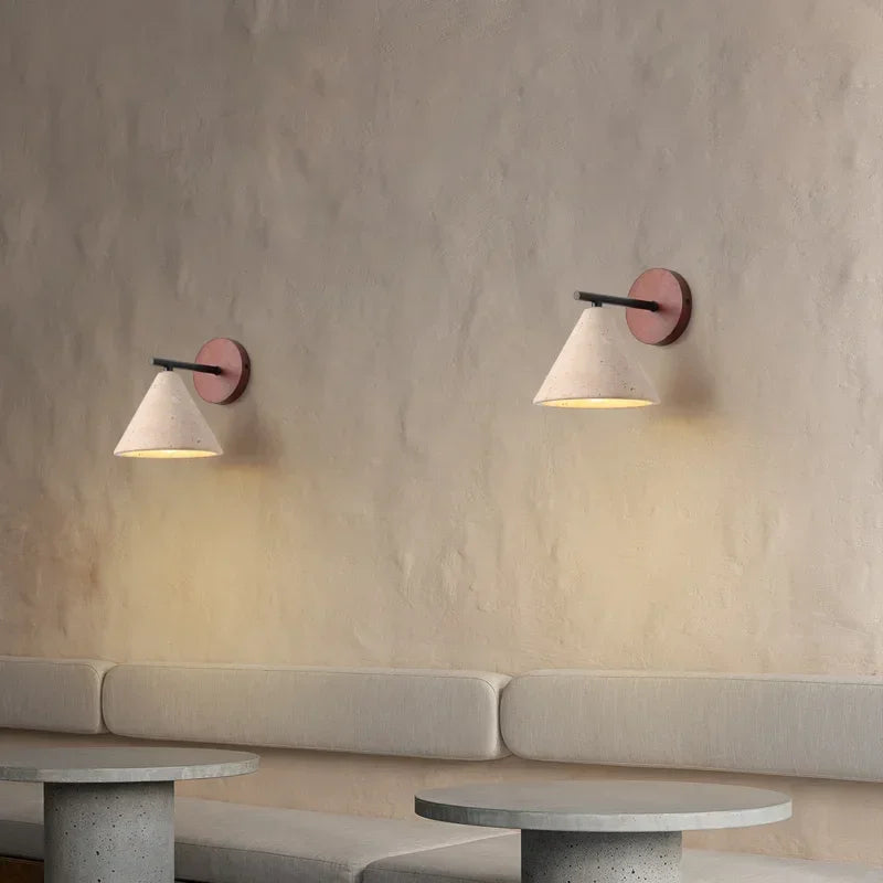 Natural Stone High Quality Wall Lamp Yellow Travertine Sconce Lights with Glass Ball for Bedroom