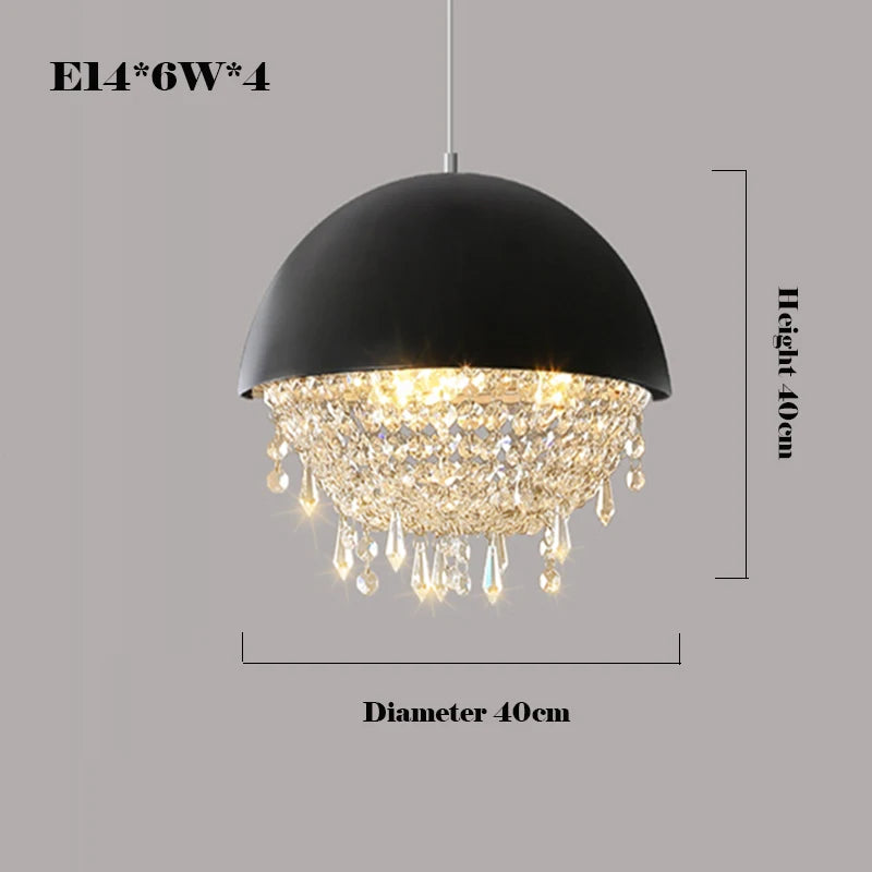 suspension créative en cristal hémisphère noir et blanc - vue 10 sur 18