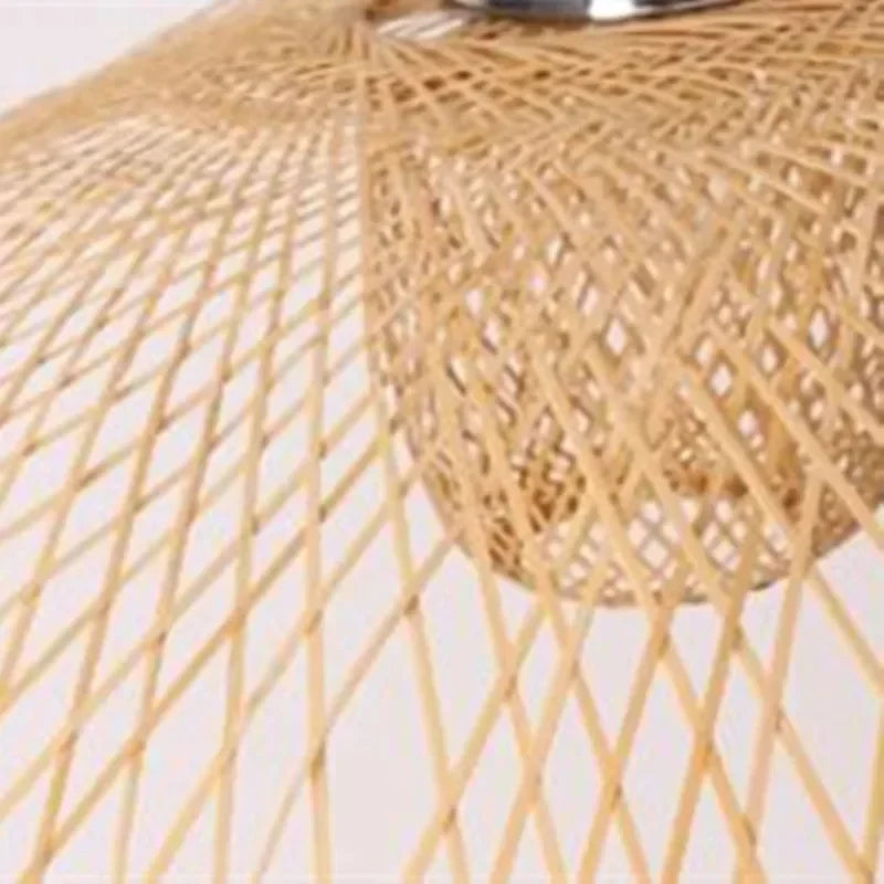 lustre en bambou tissé style japonais pour décoration moderne - vue 7 sur 8