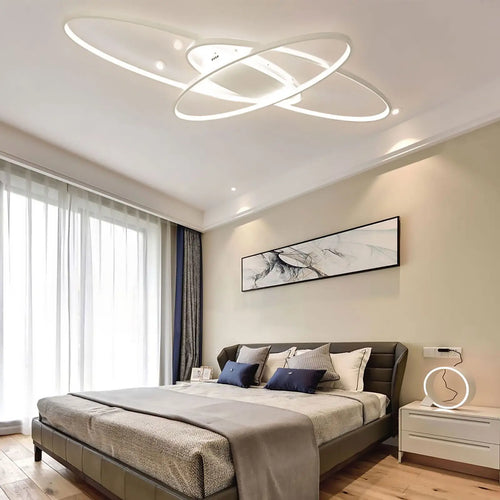plafonnier led décalé 3 ellipses télécommande