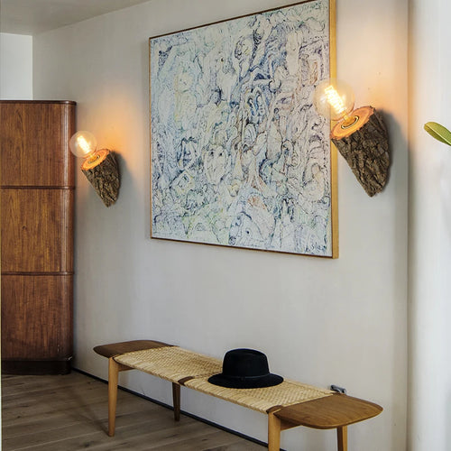 applique murale led en bois massif design nordique pour hôtel ou restaurant