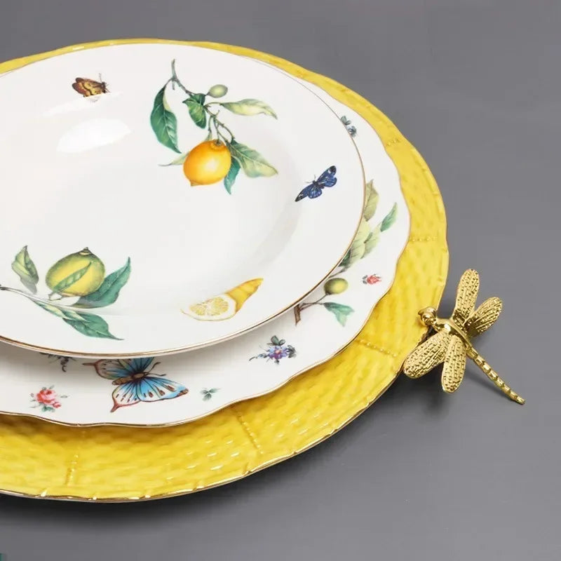 assiette ceramique motif citron style europeen elegant table - vue 5 sur 7