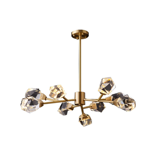 lampe lustre led laiton cristal or décor maison