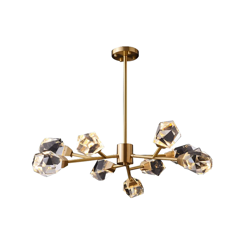 lampe lustre led laiton cristal or décor maison - vue 7 sur 18