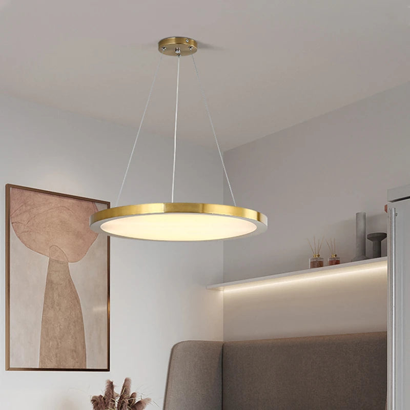 suspension led ronde dorée moderne - vue 3 sur 26
