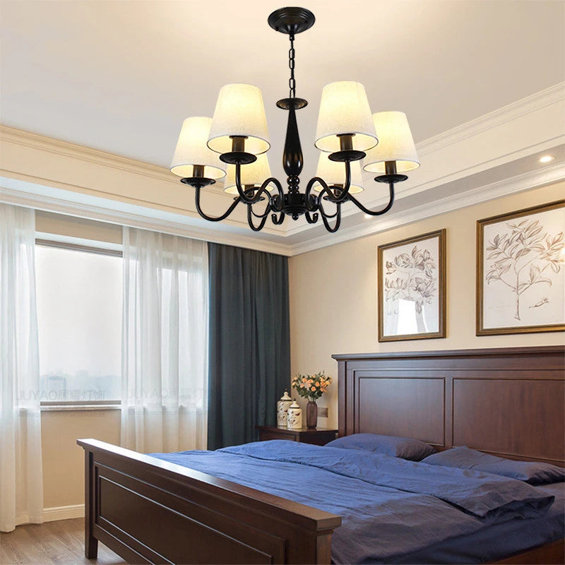 lustre en fer noir avec abat-jour pour intérieur élégant - vue 4 sur 10
