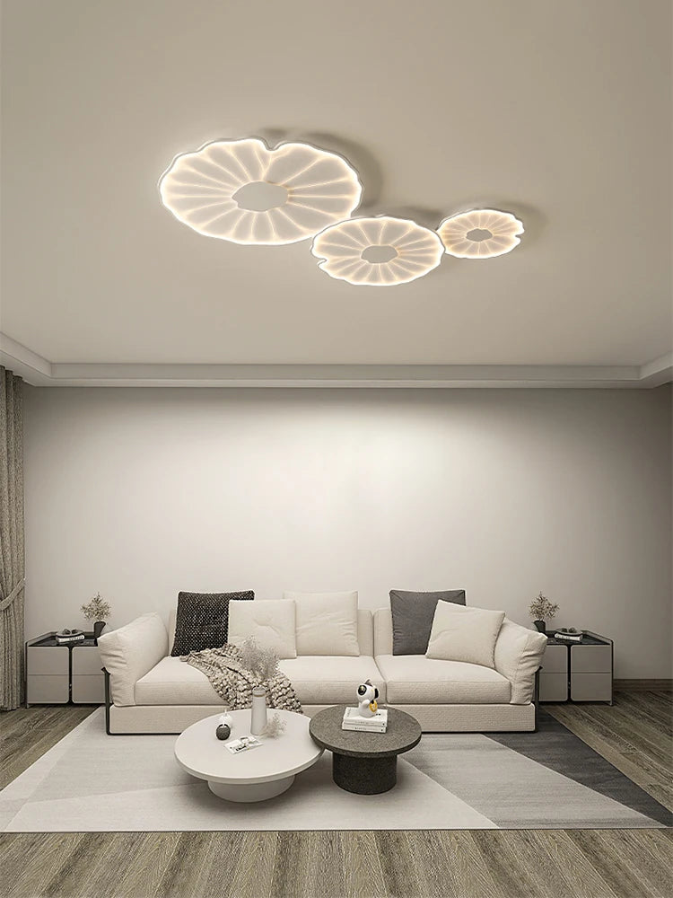 plafonnier led créatif en forme de feuille de lotus décoratif - vue 3 sur 18
