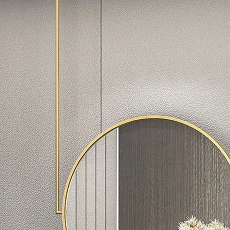 miroir mural rond en métal doré accessoire décoratif élégant - vue 5 sur 6